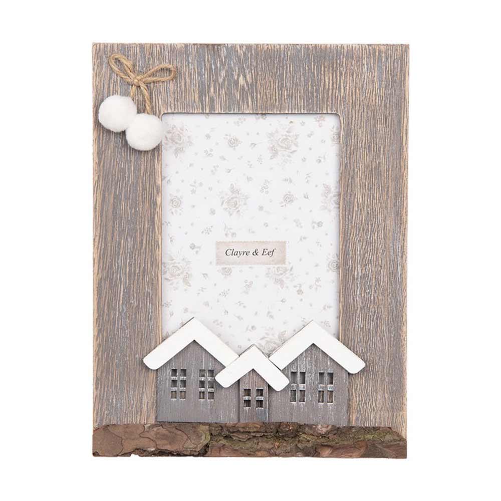 Clayre & Eef - Bilderrahmen mit Häuschen & Jute-Deko 10x15 cm