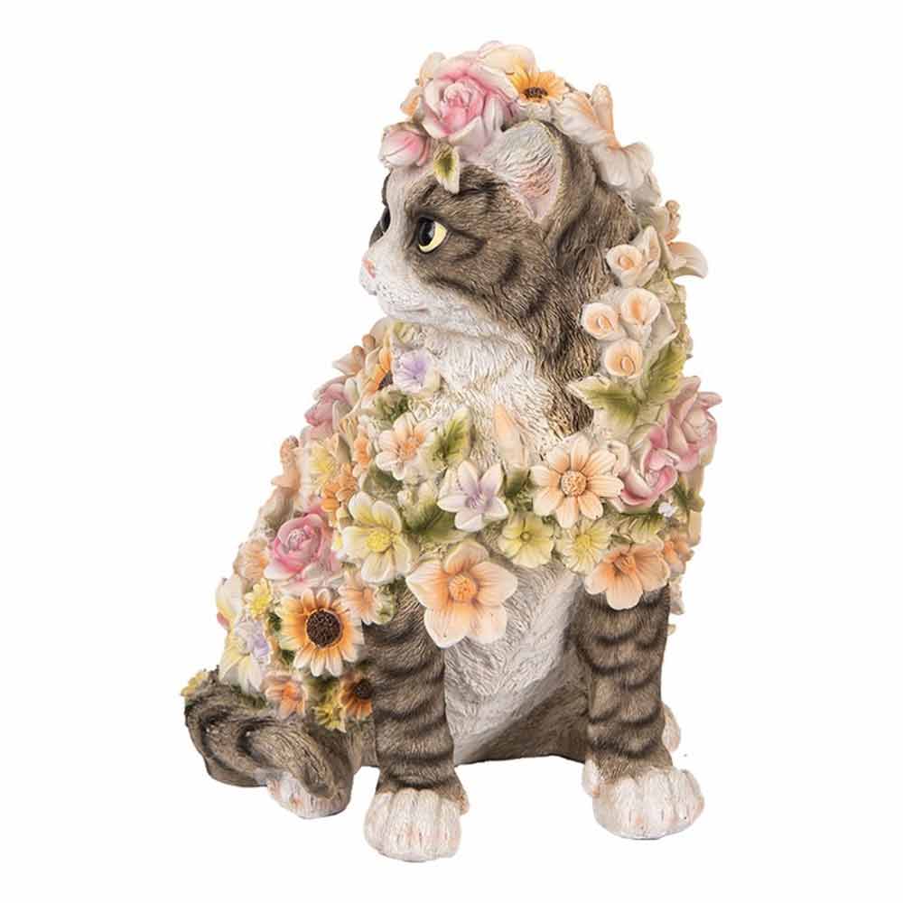 Clayre & Eef - Blumenkatze Dekofigur mit Blumen