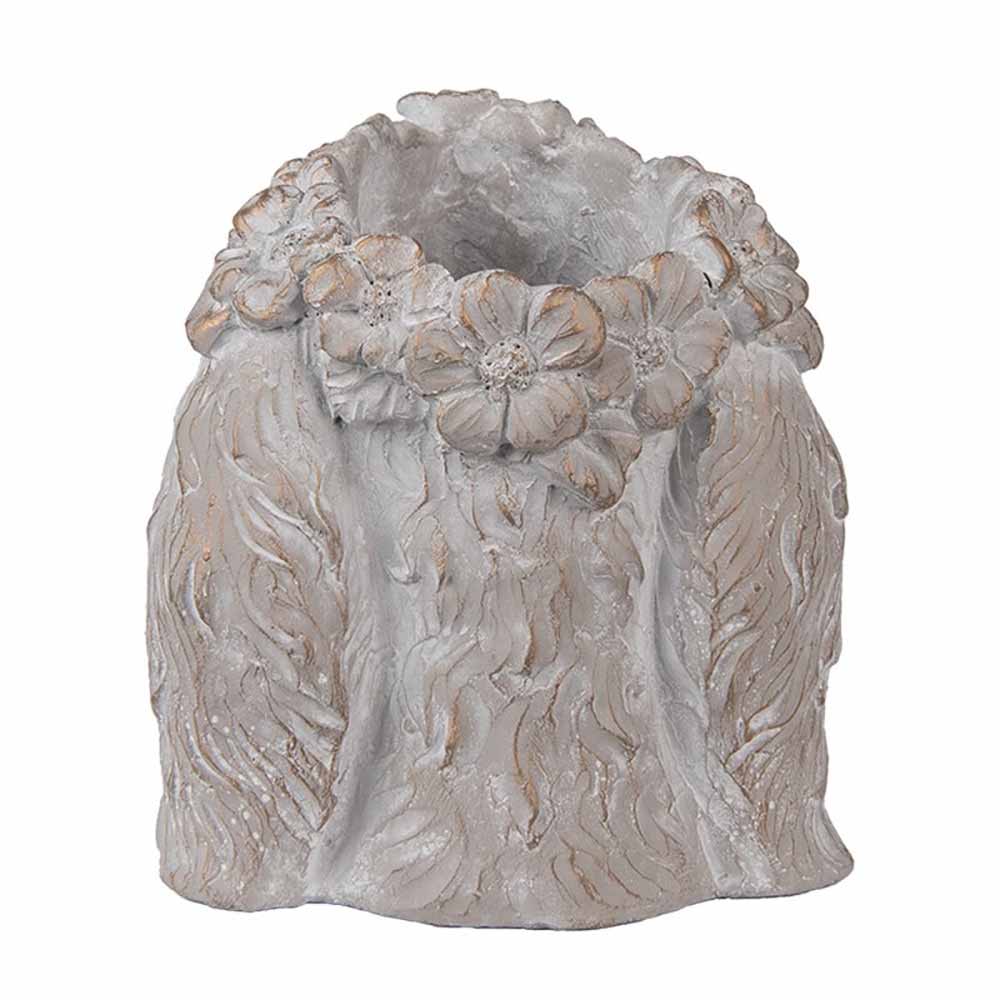 Clayre &amp; Eef - Blumentopf Hasenkopf mit Blumenkranz Vintage Grau
