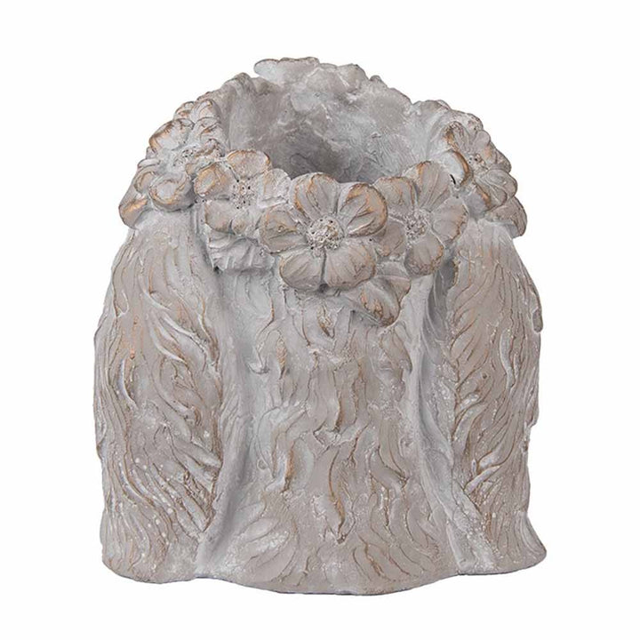 Clayre &amp; Eef - Blumentopf Hasenkopf mit Blumenkranz Vintage Grau