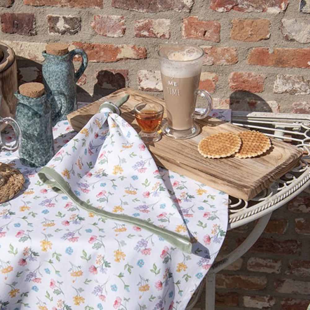 Clayre & Eef - Geschirrtuch Blumenmuster Landhausstil rund
