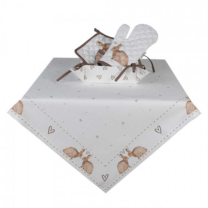 Clayre & Eef - Geschirrtuch Hase Herzen