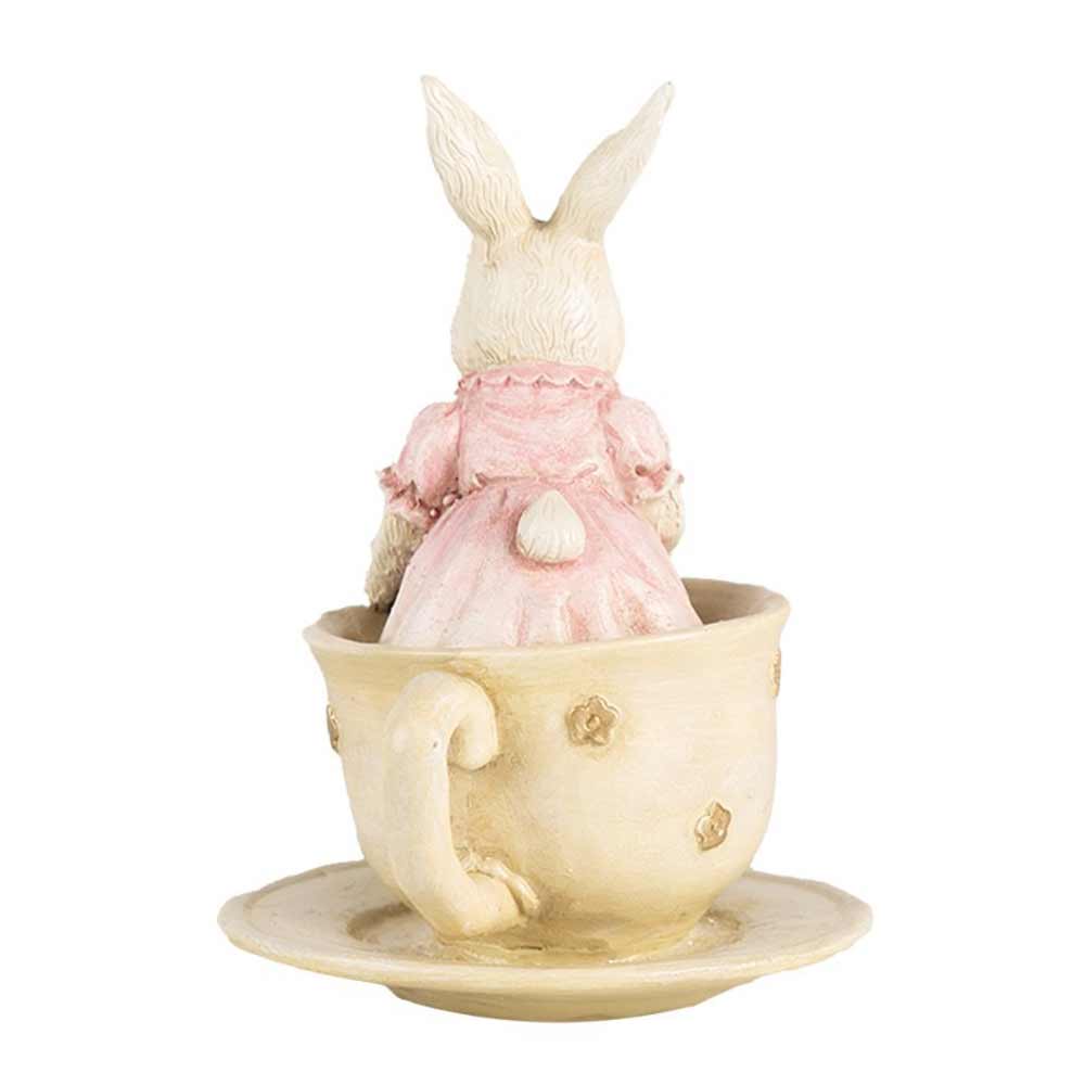 Clayre & Eef - Deko Hase in Tasse mit Blumen