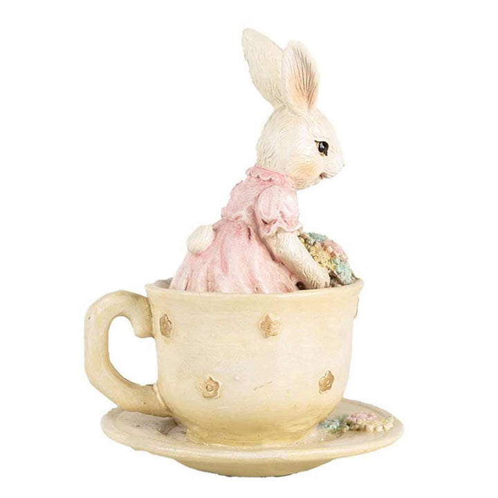 Clayre & Eef - Deko Hase in Tasse mit Blumen