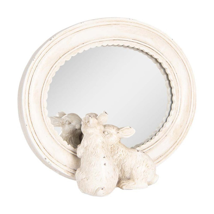 Clayre & Eef - Deko Spiegel mit Hasen Shabby Chic Tischspiegel