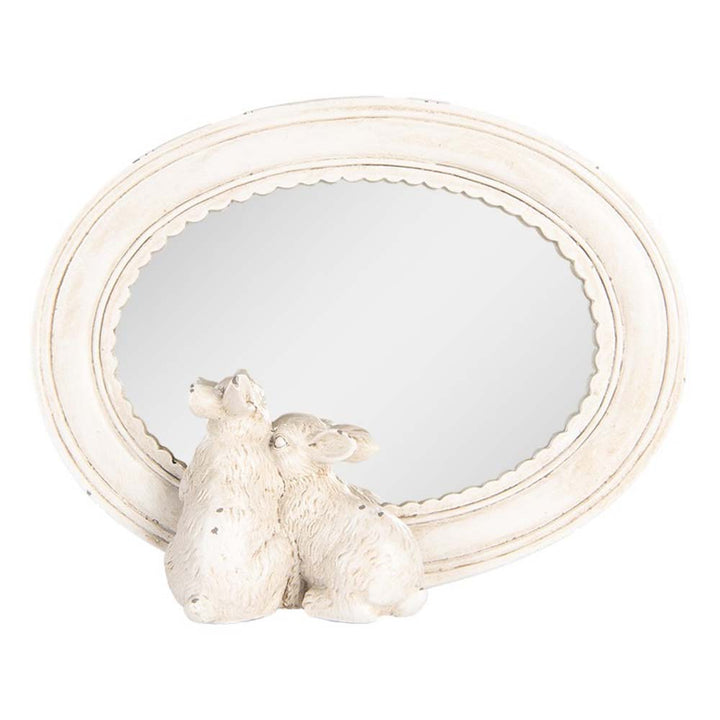Clayre & Eef - Deko Spiegel mit Hasen Shabby Chic Tischspiegel