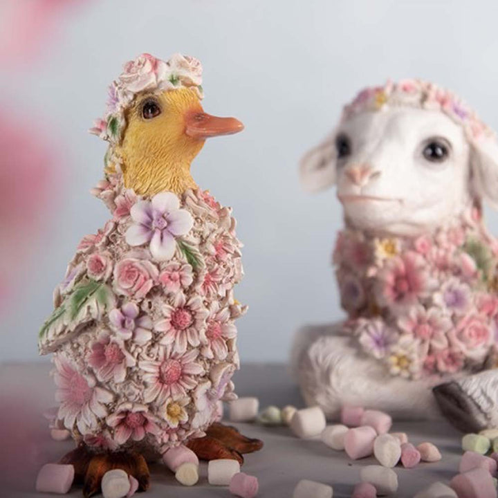 Clayre & Eef - Dekofigur Lamm mit Blumen Gartendeko romantisch