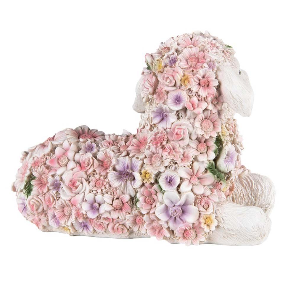 Clayre & Eef - Dekofigur Lamm mit Blumen Gartendeko romantisch