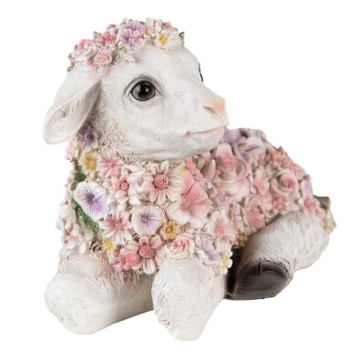 Clayre & Eef - Dekofigur Lamm mit Blumen Gartendeko romantisch