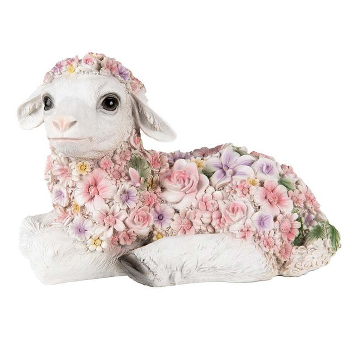 Clayre & Eef - Dekofigur Lamm mit Blumen Gartendeko romantisch