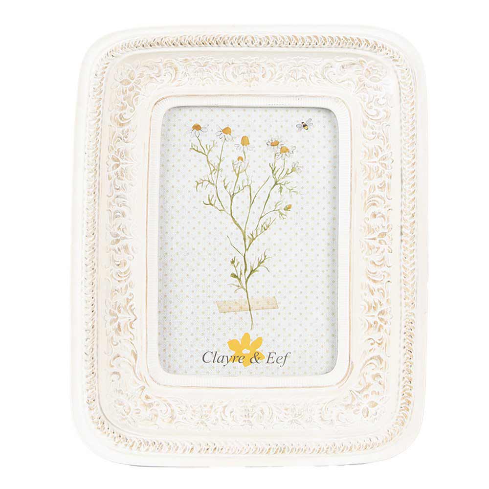 Clayre & Eef - Fotorahmen Ornament white Shabby Chic (Fotoformat 10 x 15 cm)