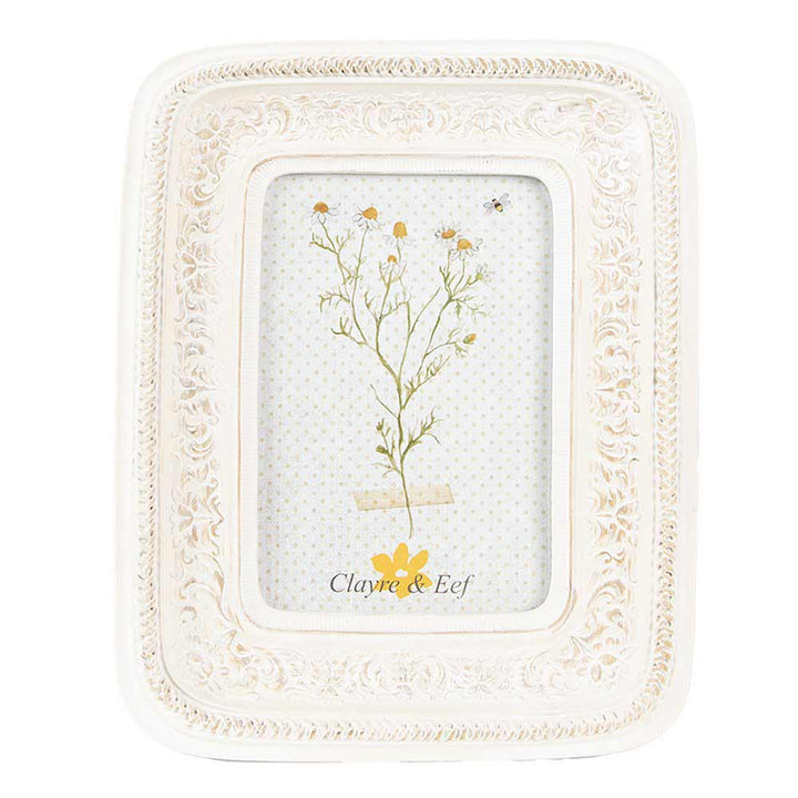Clayre &amp; Eef - Fotorahmen Ornament white Shabby Chic (Fotoformat 10 x 15 cm)