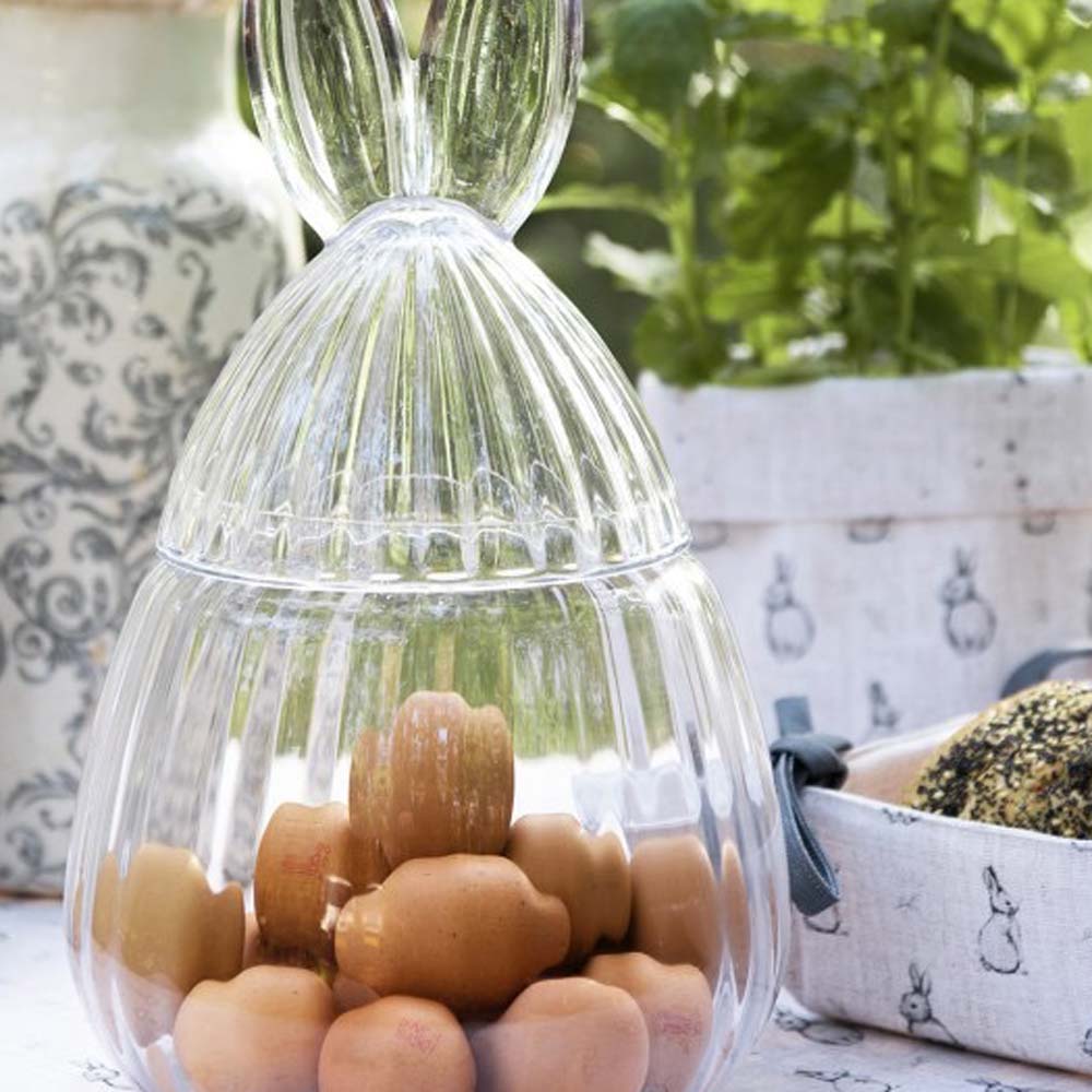 Clayre & Eef - Glasbehälter mit Hasenohren Bonboniere Ostern Mega