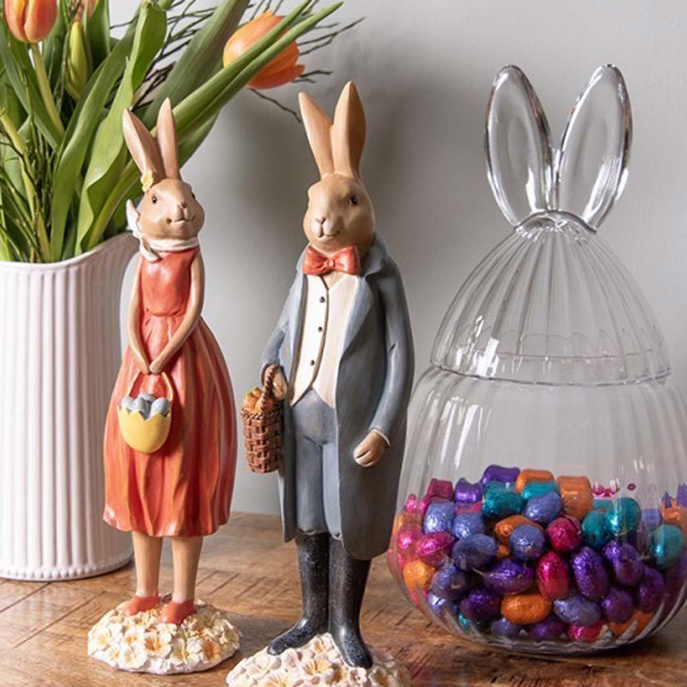 Clayre & Eef - Glasbehälter mit Hasenohren Bonboniere Ostern Mega