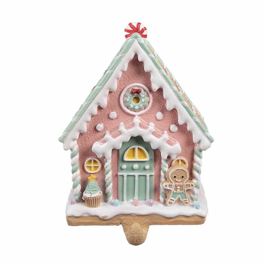 Clayre & Eef - Lebkuchenhaus mit Haken für Weihnachtssocke
