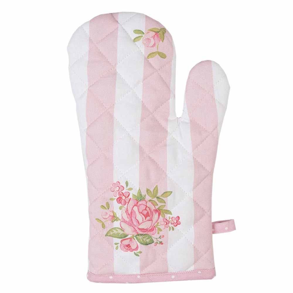 Clayre & Eef - Ofenhandschuh Marley Rosa Rosenmuster im Vintage-Stil