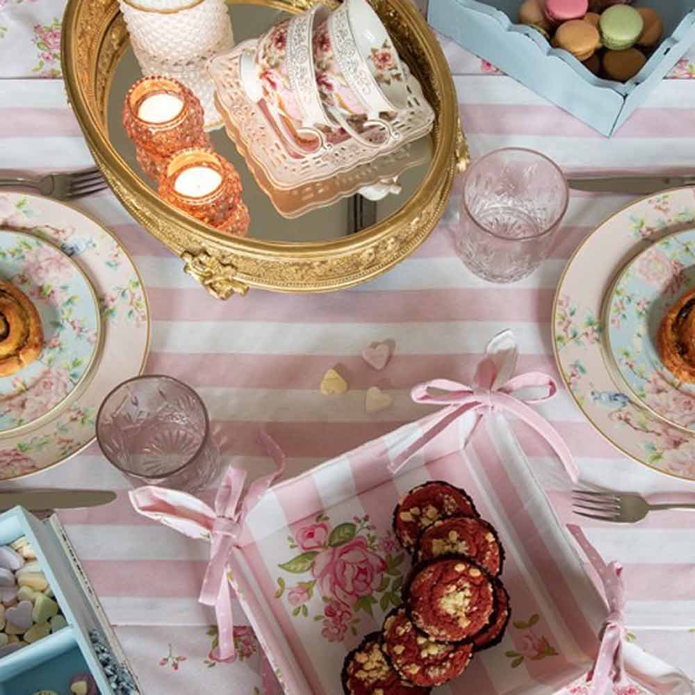 Clayre & Eef - Ofenhandschuh Marley Rosa Rosenmuster im Vintage-Stil