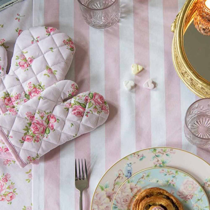 Clayre & Eef - Ofenhandschuh Marley Rosa Rosenmuster im Vintage-Stil