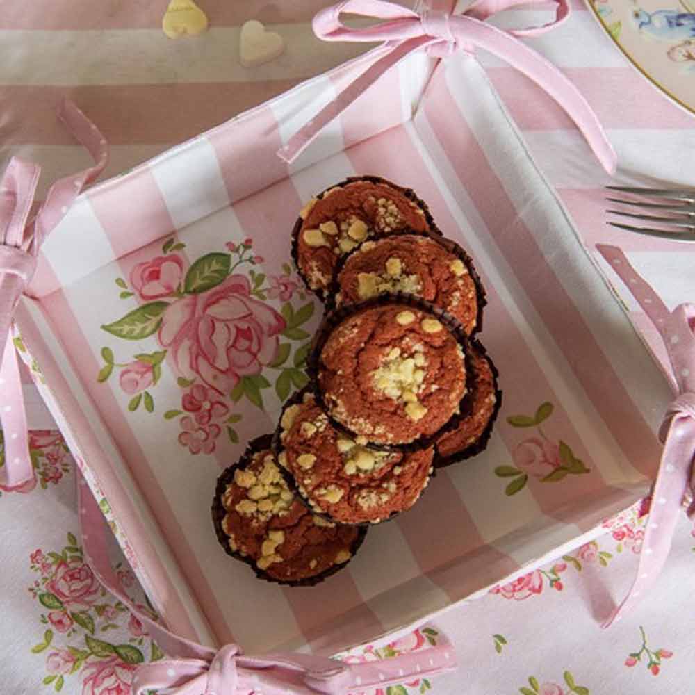 Clayre & Eef - Ofenhandschuh Marley Rosa Rosenmuster im Vintage-Stil