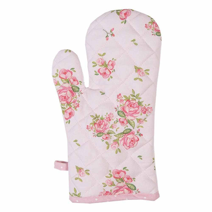 Clayre & Eef - Ofenhandschuh Marley Rosa Rosenmuster im Vintage-Stil