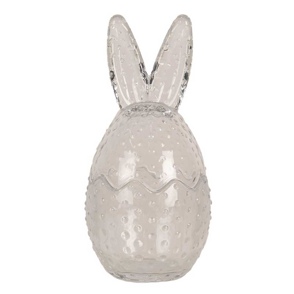 Eine Clayre & Eef - Osterhase Glas Bonbonnière auf weißem Hintergrund.