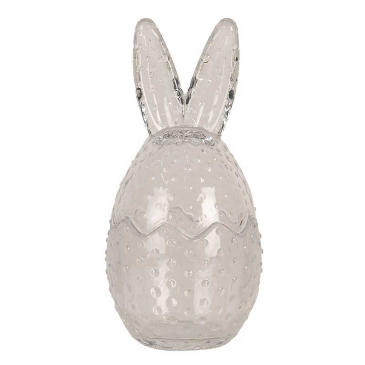 Eine Clayre & Eef - Osterhase Glas Bonbonnière auf weißem Hintergrund.