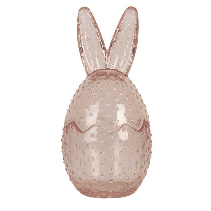 Eine Clayre & Eef - Osterhase Glas Bonbonnière auf weißem Hintergrund.