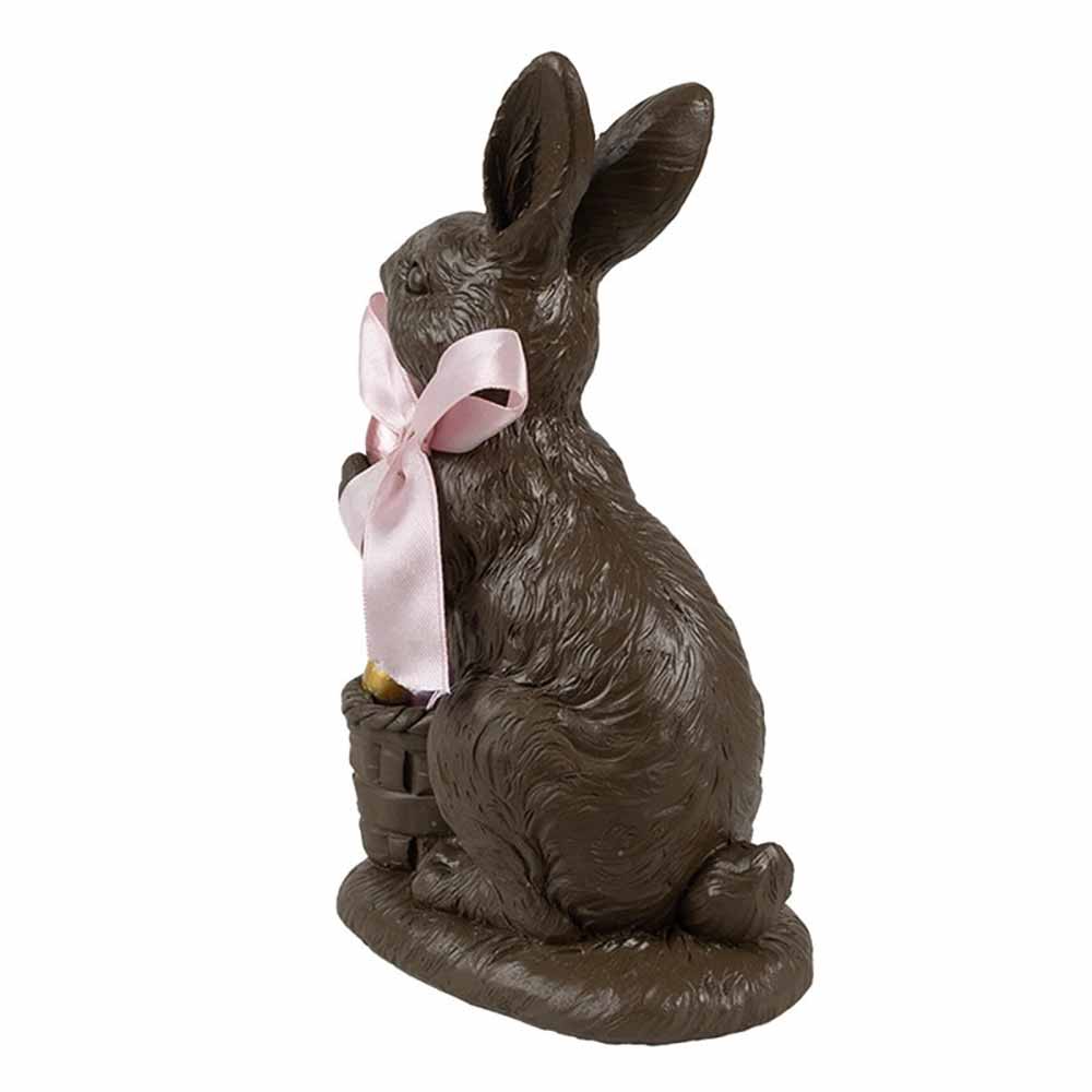Clayre & Eef - Osterhase mit Korb & Schleife Dekofigur in Schokooptik