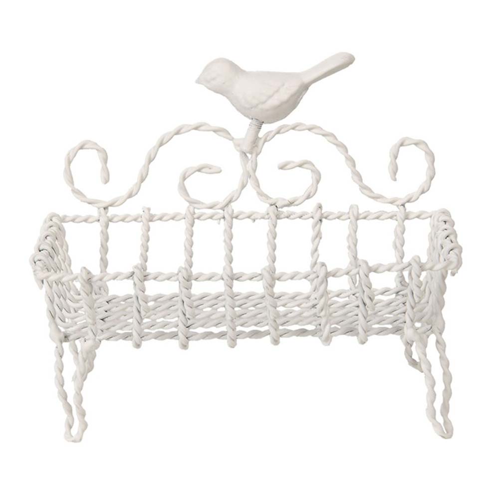 Ein weißer Vogel sitzt auf einer Seifenschale Shabby Chic Vogel Antique von Clayre & Eef.