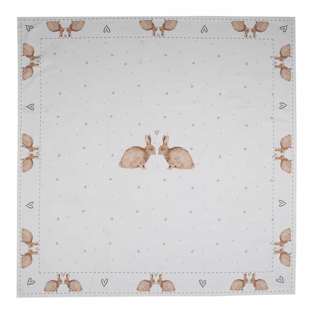 Clayre & Eef - Tischdecke Hase Herz 100x100cm