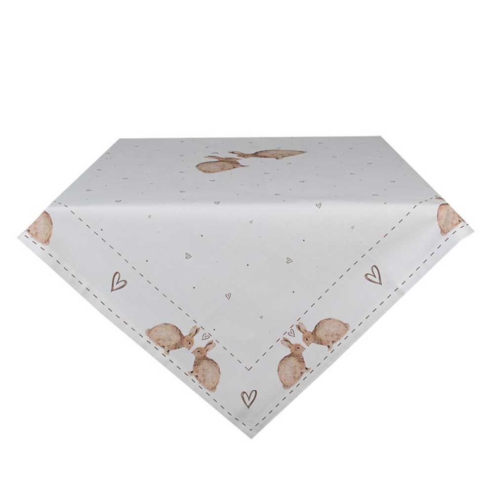 Clayre & Eef - Tischdecke Hase Herz 100x100cm