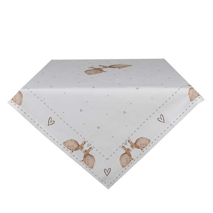 Clayre & Eef - Tischdecke Hase Herz 100x100cm