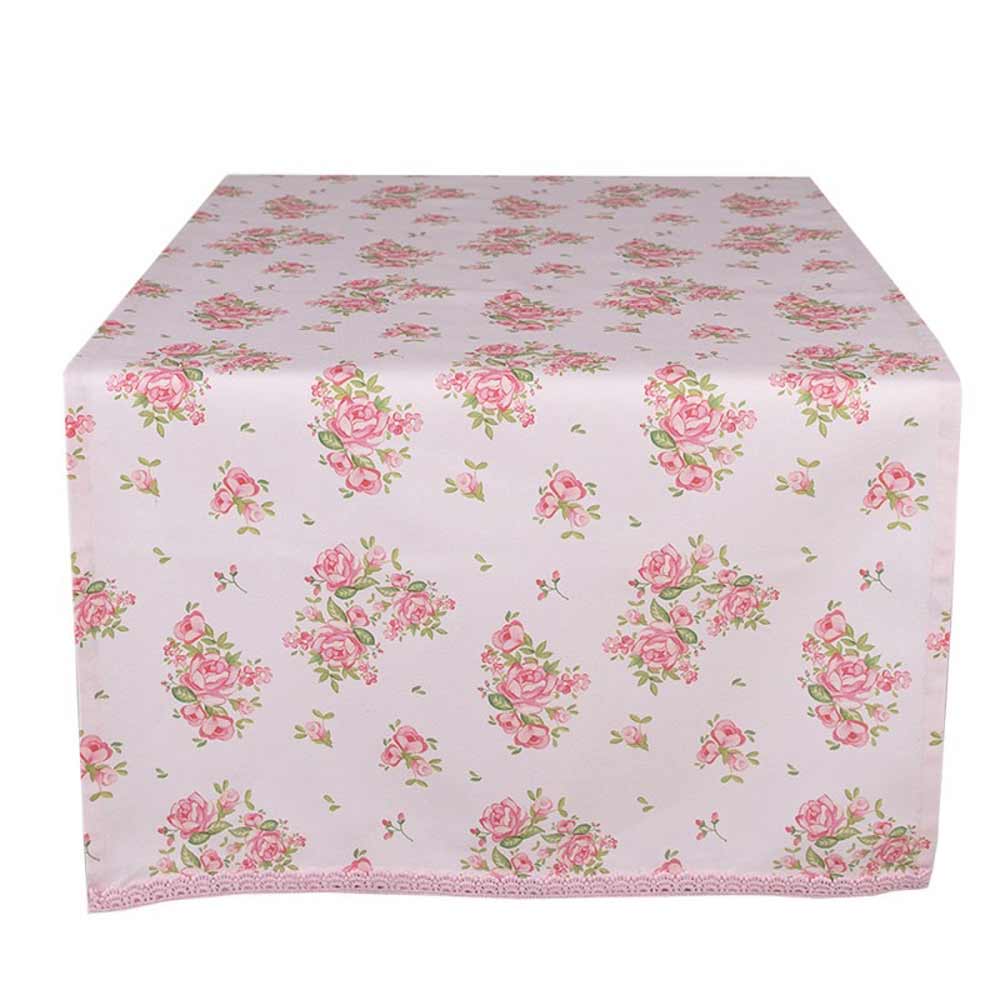 Clayre & Eef - Tischläufer Marley Rosa Blumenmuster Vintage