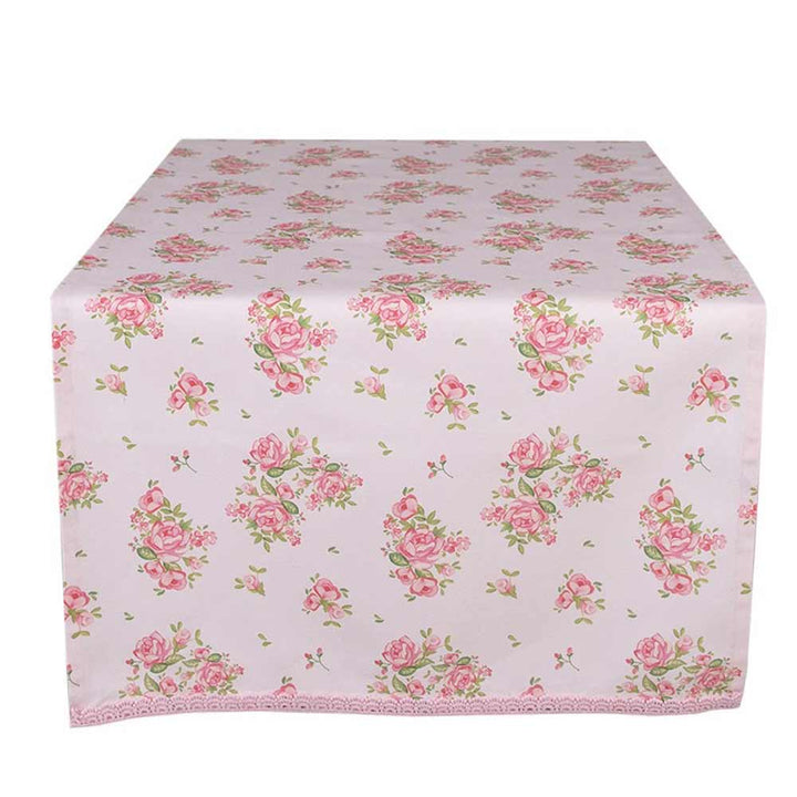 Clayre & Eef - Tischläufer Marley Rosa Blumenmuster Vintage