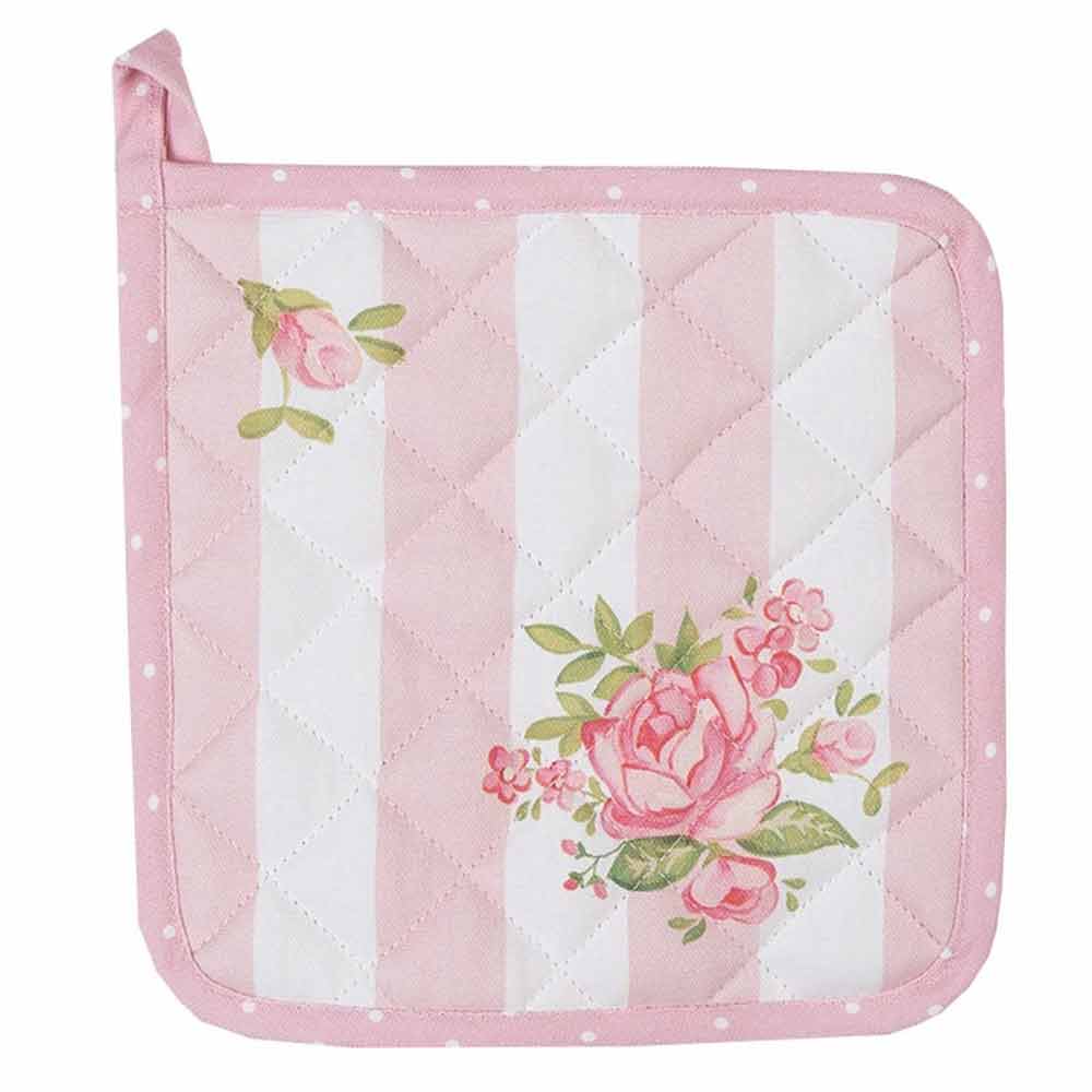Clayre & Eef - Topflappen Marley Rosa Rosenmuster im Vintage-Stil