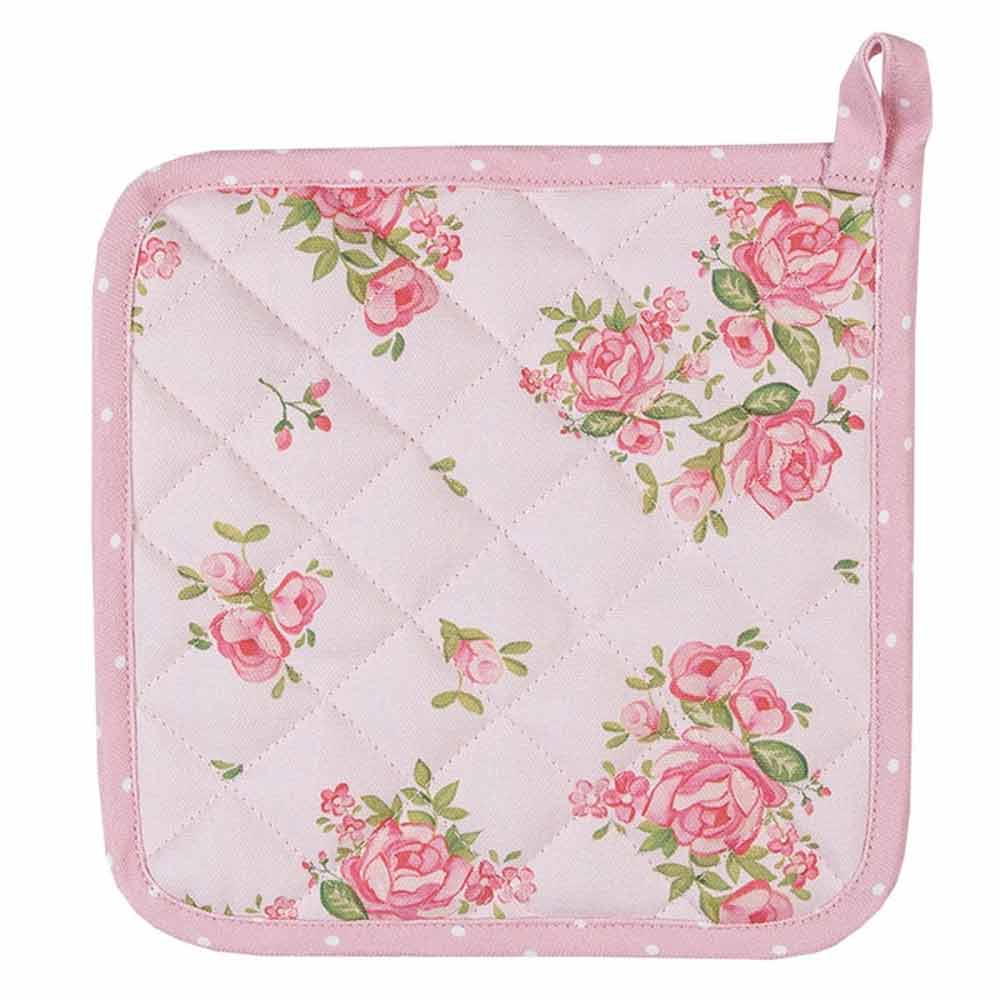 Clayre & Eef - Topflappen Marley Rosa Rosenmuster im Vintage-Stil