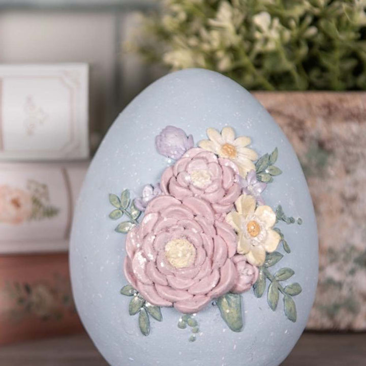 Clayre & Eef - Deko Ei Pastellblau mit Blumen