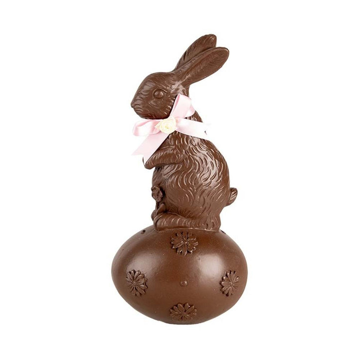 Clayre & Eef - Deko-Hase auf Kugel Schoko-Look aus Polyresin braun