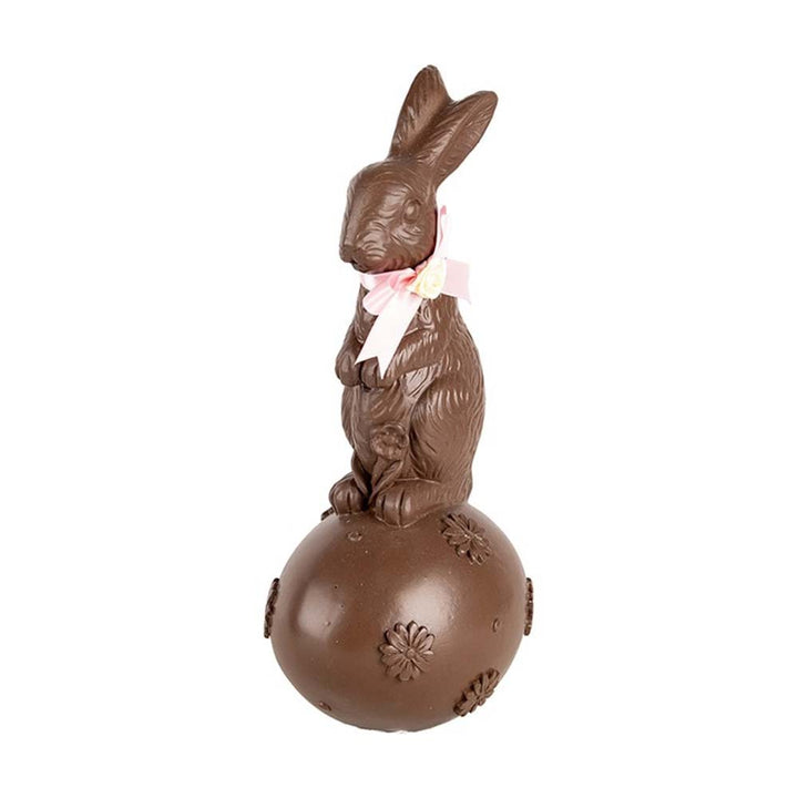 Clayre & Eef - Deko-Hase auf Kugel Schoko-Look aus Polyresin braun