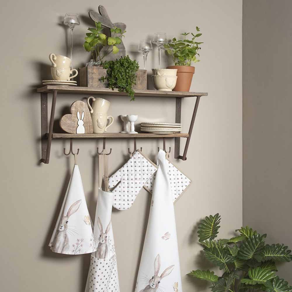 Clayre & Eef - Geschirrtuch Hase beige rund