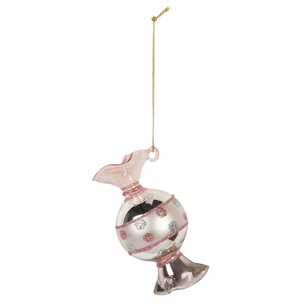 Clayre & Eef - Weihnachtskugel Candy Bonbon rosa