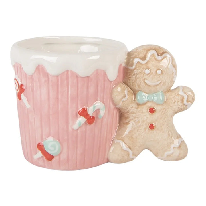 Clayre & Eef - Tasse Cupcake mit Lebkuchenhenkel rosa