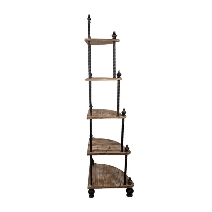 Clayre & Eef - Holz-Metall-Eckregal – 45×45×184 cm braun