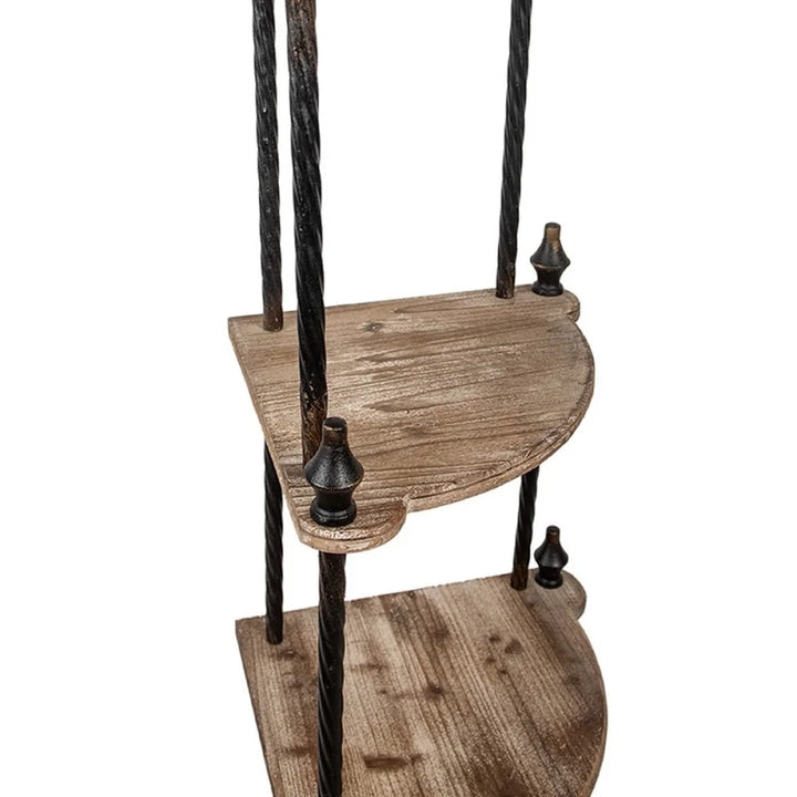Clayre & Eef - Holz-Metall-Eckregal – 45×45×184 cm braun