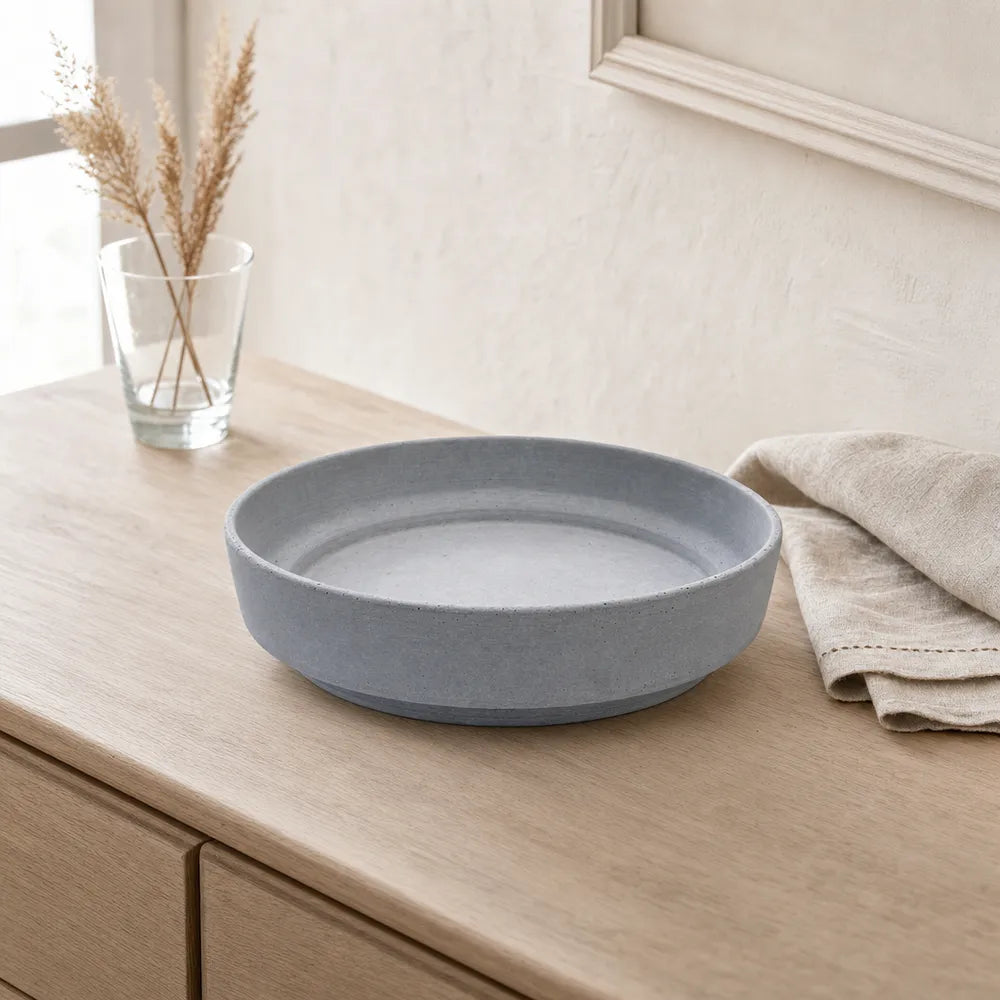 Alsaba Home - Dekoschale Flache Betonoptik Größe Keramik Grau