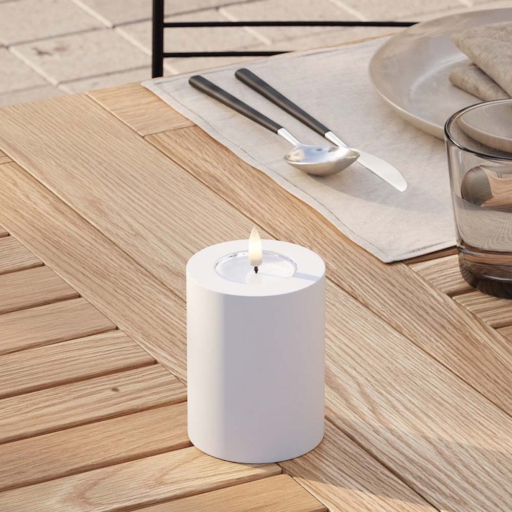 Deluxe Homeart - Outdoor Stumpenkerze LED Weiß (7,5x10cm)