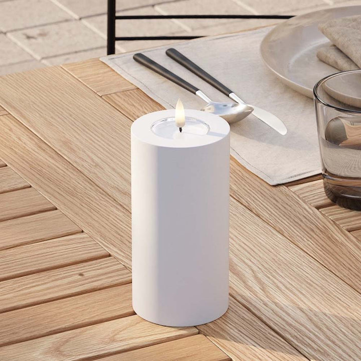 Deluxe Homeart - Outdoor Stumpenkerze LED Weiß (7,5x15cm)