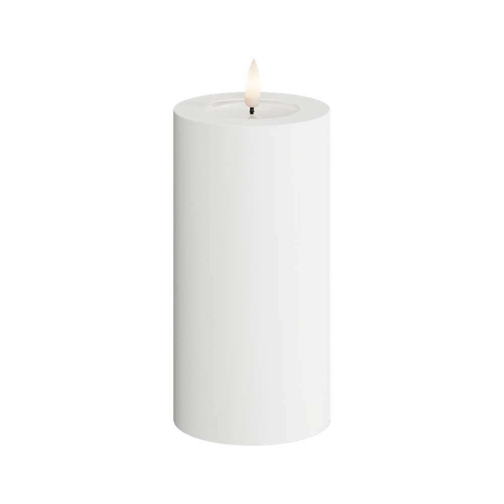 Deluxe Homeart - Outdoor Stumpenkerze LED Weiß (7,5x15cm)