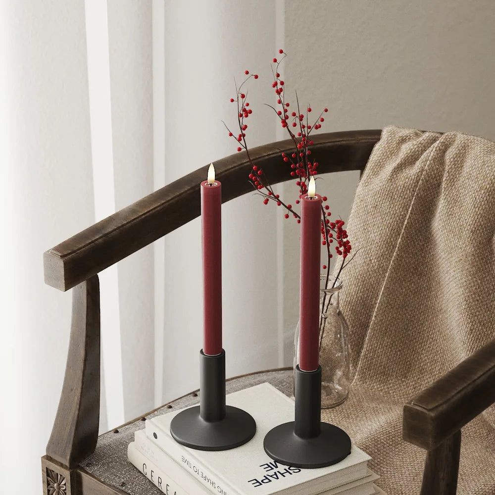 Deluxe Homeart - Stabkerze LED Bordeaux Rot (2 Stck. 24 cm)
