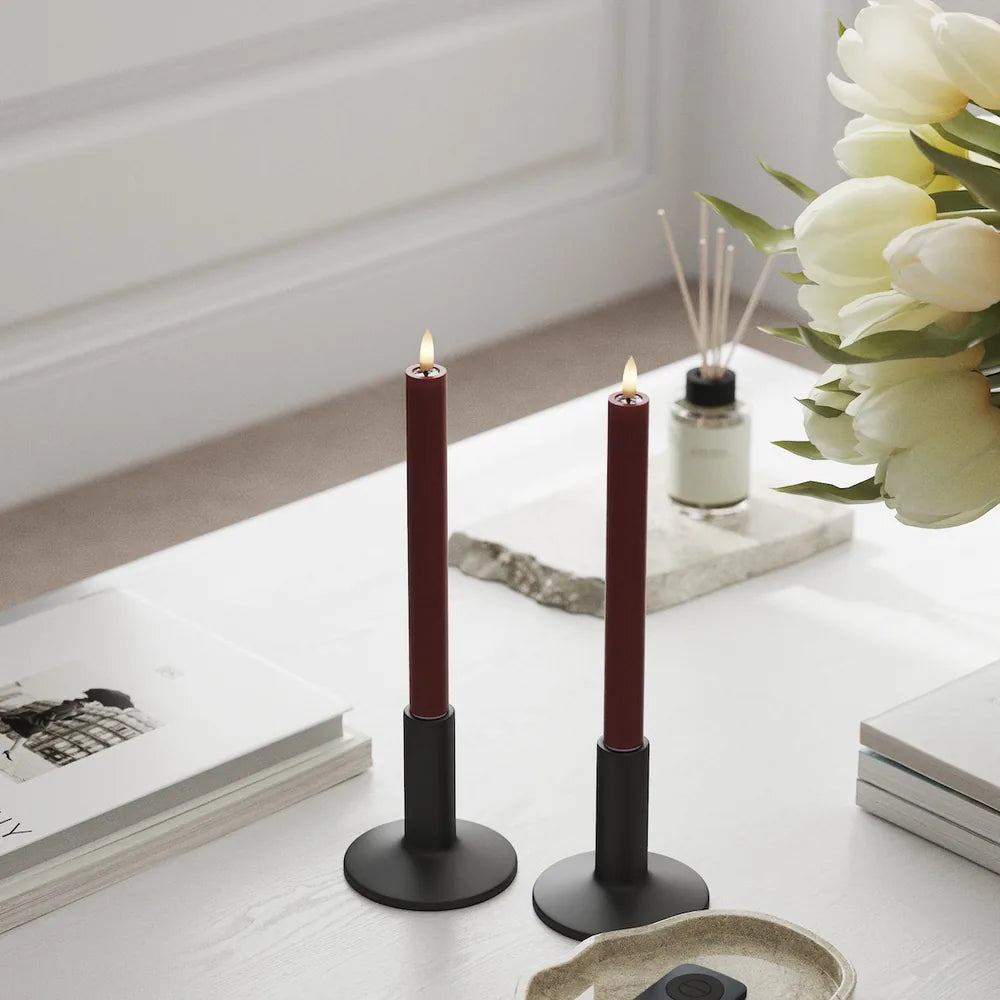 Deluxe Homeart - Stabkerze LED Bordeaux Rot (2 Stck. 24 cm)